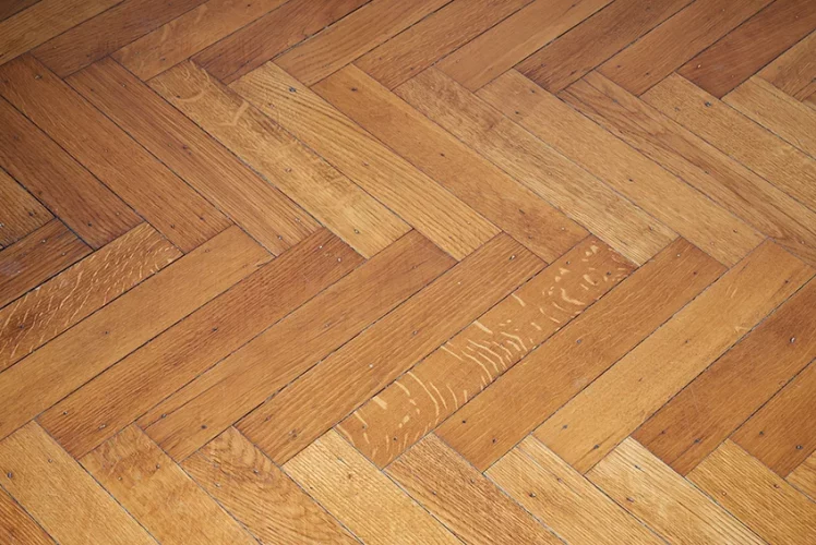 Close-up of textured wooden parquet flooring