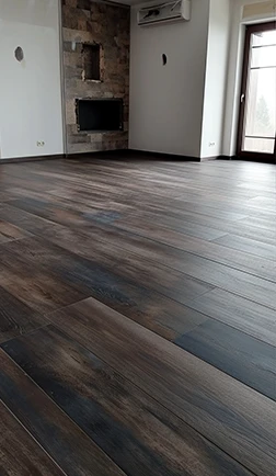 Durable oak plank flooring running through a well-kept room
